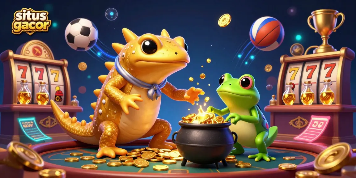 Engage with the exciting world of situs gacor, featuring a golden salamander alchemist in a dynamic casino setting.
