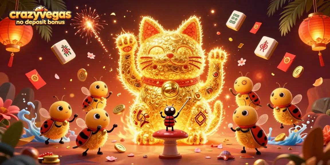 Experience the thrill of the crazyvegas no deposit bonus with vibrant gaming elements and a lucky cat theme.