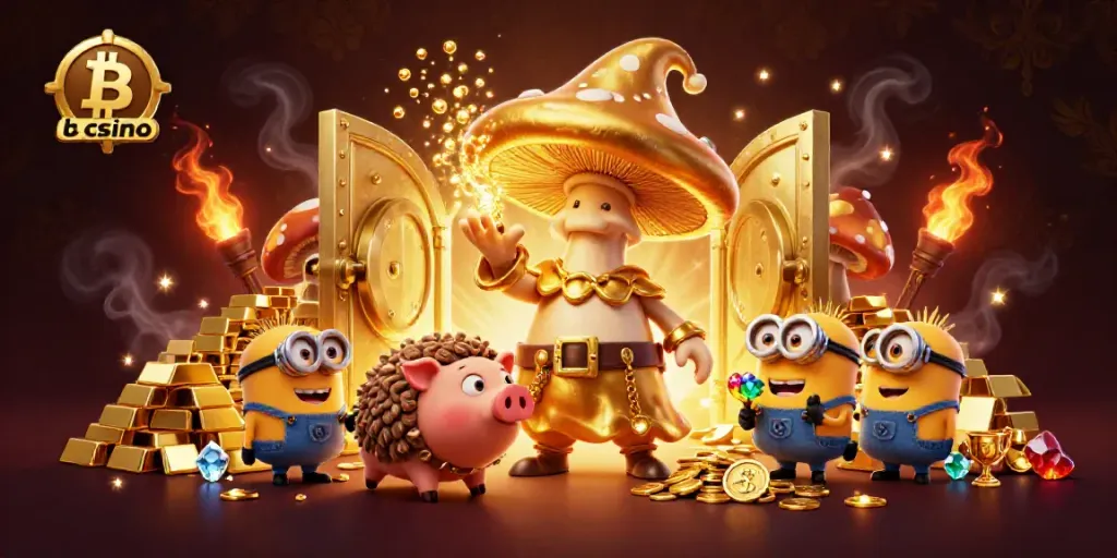 Experience exhilarating adventures at a vibrant bitcoin casino with magical elements and treasures.