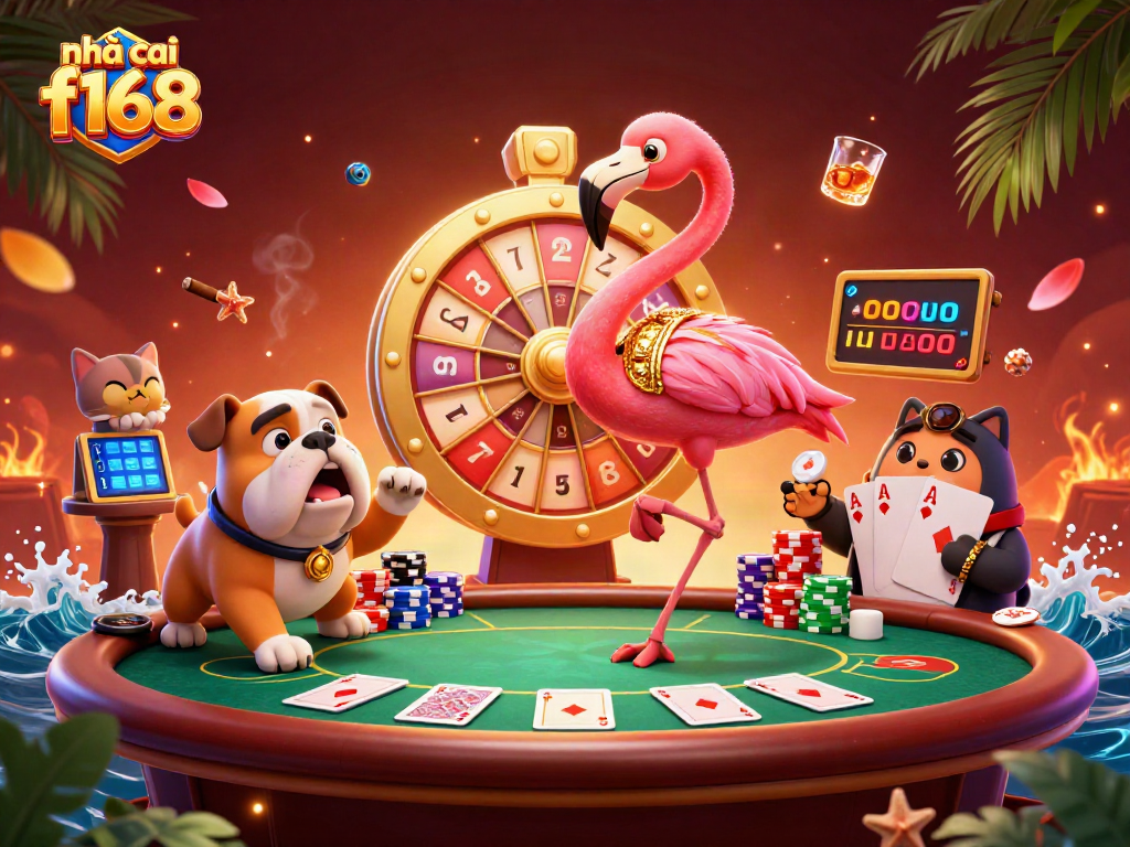 Spin the prize wheel at nhà cái f168 with vibrant characters and exciting game elements.