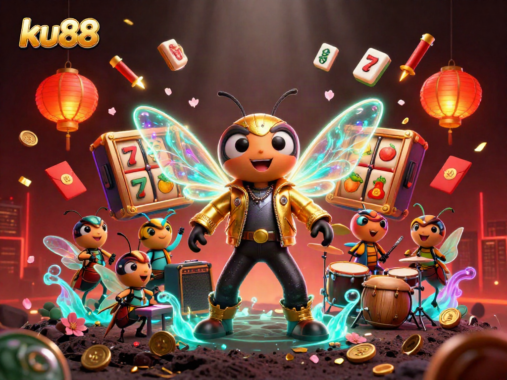 Spin the reels and win big at ku88 with a vibrant 3D casino illustration featuring exciting game elements.