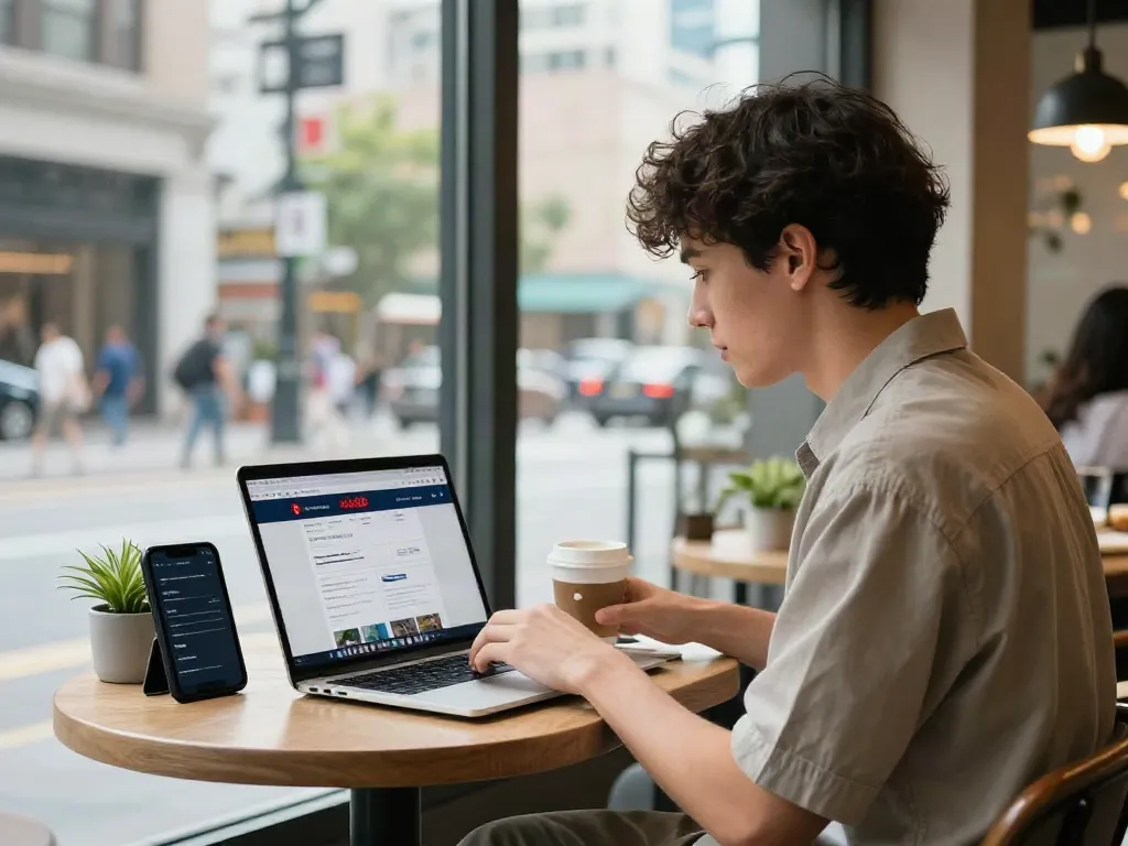 Explore the vibrant lifestyle scene with rokok88 website on display at a trendy café.